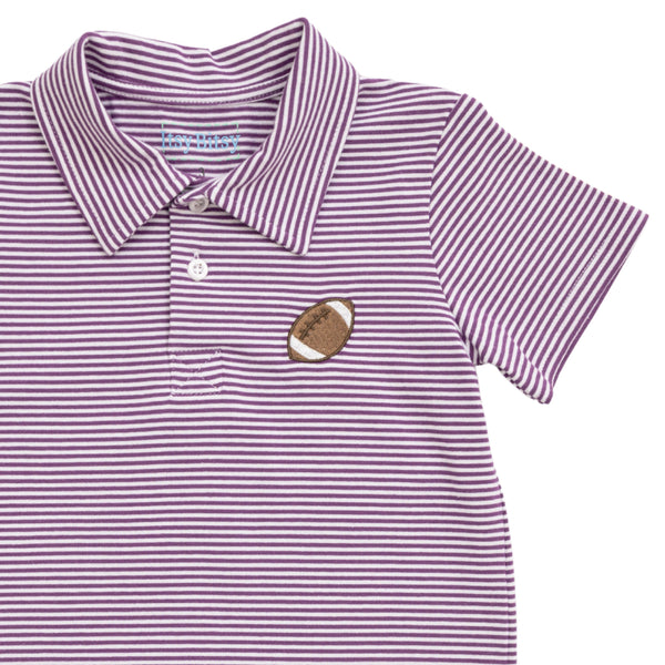 Football Polo Romper- Purple