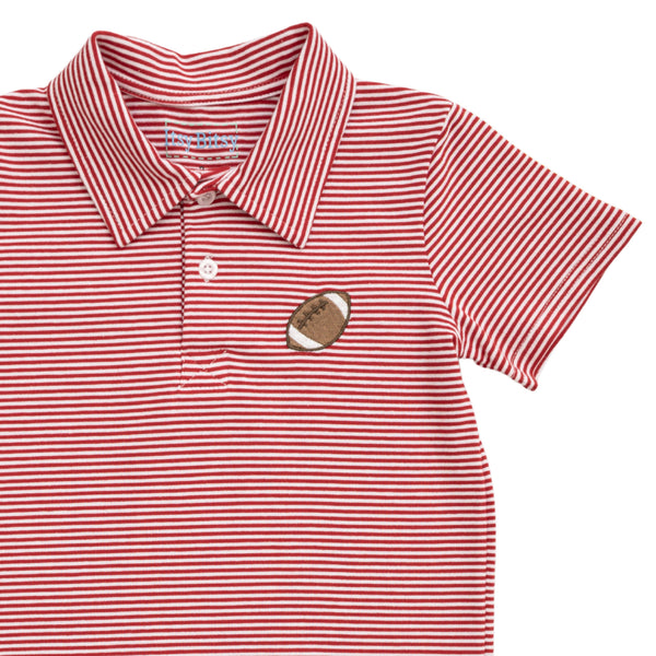 Football Polo Romper- Red