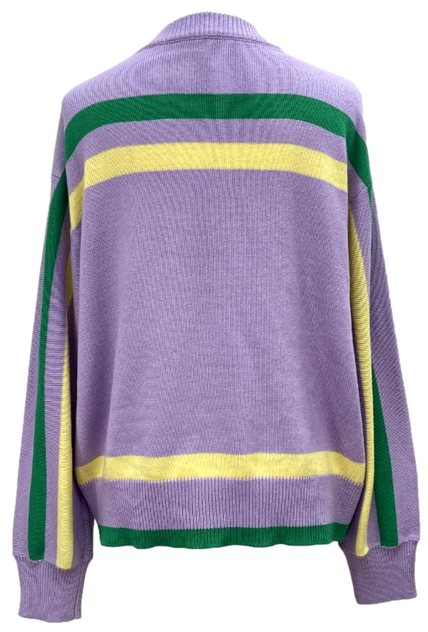 Lavender, Green & Yellow 'Queen Cake' Striped L/S Sweater- (Women's)